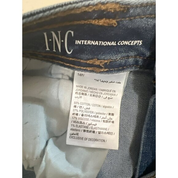 Inc Skinny Leg Regular Fit Jean Lace Hem inset Sz 14P Medium Wash Button Fly boh - Picture 11 of 11